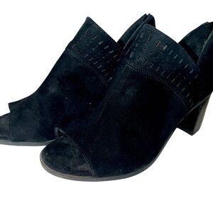 Black X-Appeal booties, peep-toe, excellent condition.